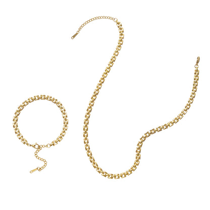 Italian Sweet and Simple Design Necklace and Bracelet set in 18K Gold Plating Capella Jewellery