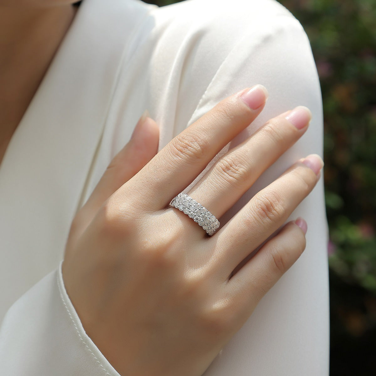 31 French Pavé 1.8 Carat Moissanite Diamond Ring in 18K White Gold Plated 925 Silver (GRA)