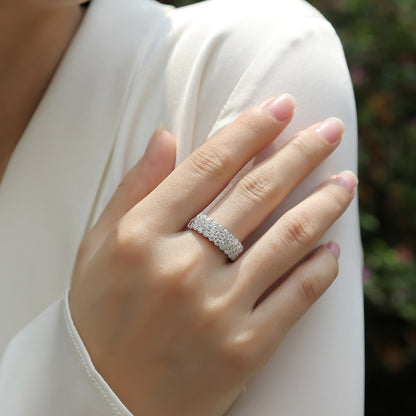 French 31 Stone Pavé-Set Inlay 1.8 Carat Moissanite Ring set in 18K White Gold Plated 925 Silver (GRA) Capella Jewellery