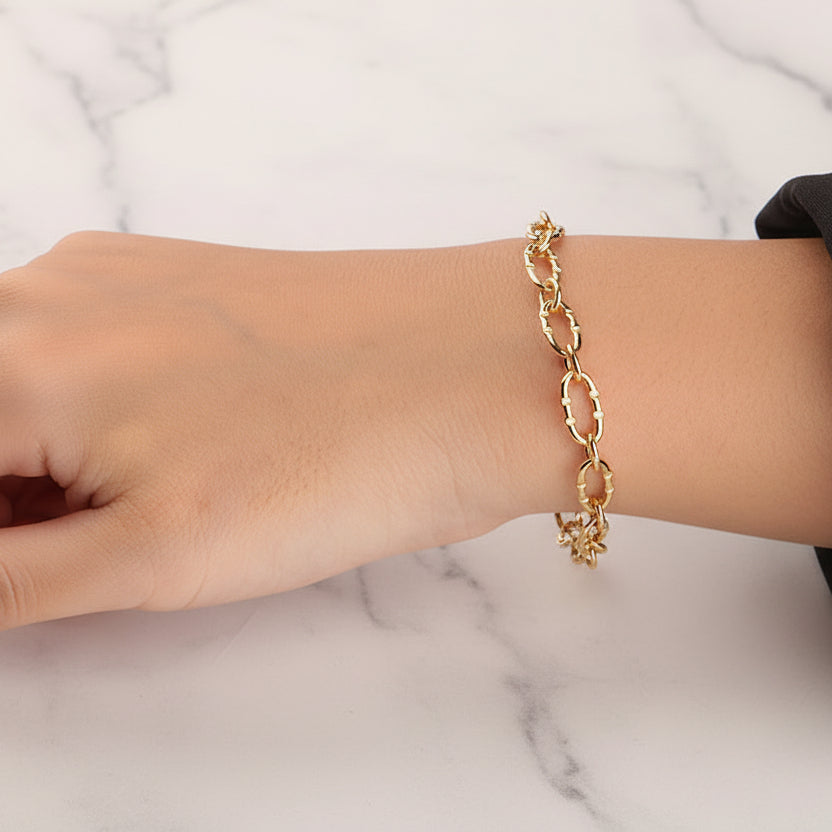 American Hip Hop Bold Design Bracelet set in 18K Gold Plated 925 Sterling Silver