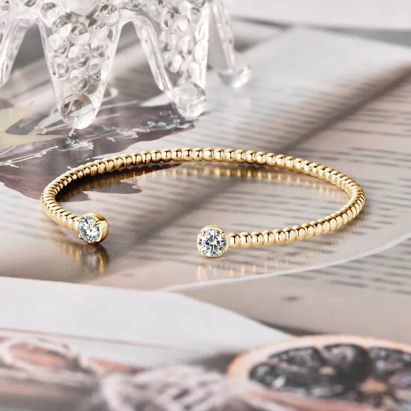 Italian Twist Bangle 1 Carat Moissanite Bracelet Set in Platinum Gold Plated 925 Silver (GRA) Capella Jewellery