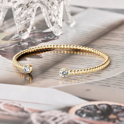 Italian Twist Bangle 1 Carat Moissanite Bracelet Set in Platinum Gold Plated 925 Silver (GRA) Capella Jewellery