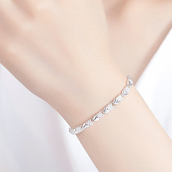 Four Leaf Clover Natural Zircon Gemstone Bracelet set in 925 Sterling Silver