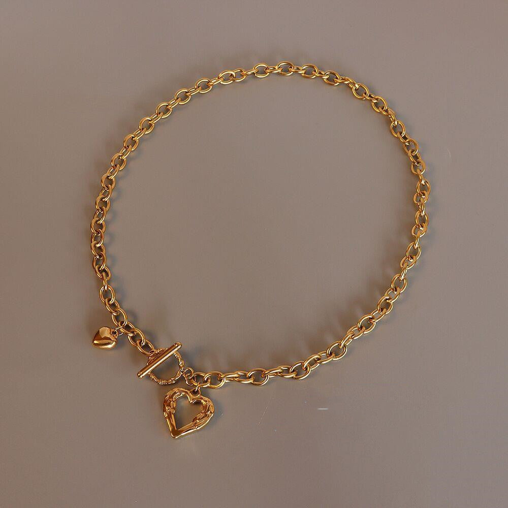 18K Gold Plated French Style Peach Heart Necklace