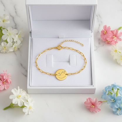 Twelve Constellation Stars Signs Micro Inlaid Natural Zircon Bracelet set in 18K Gold Plating Capella Jewellery