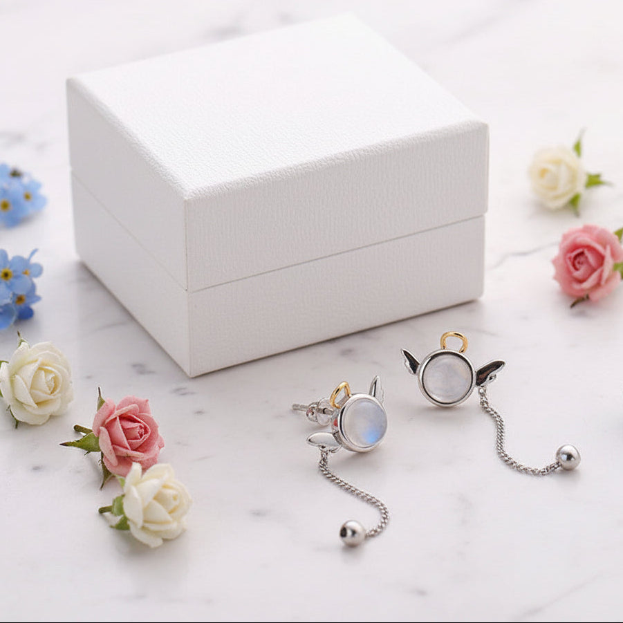 Modern Korean Little Angel Design Earrings set in 925 Pure Sterling Silver