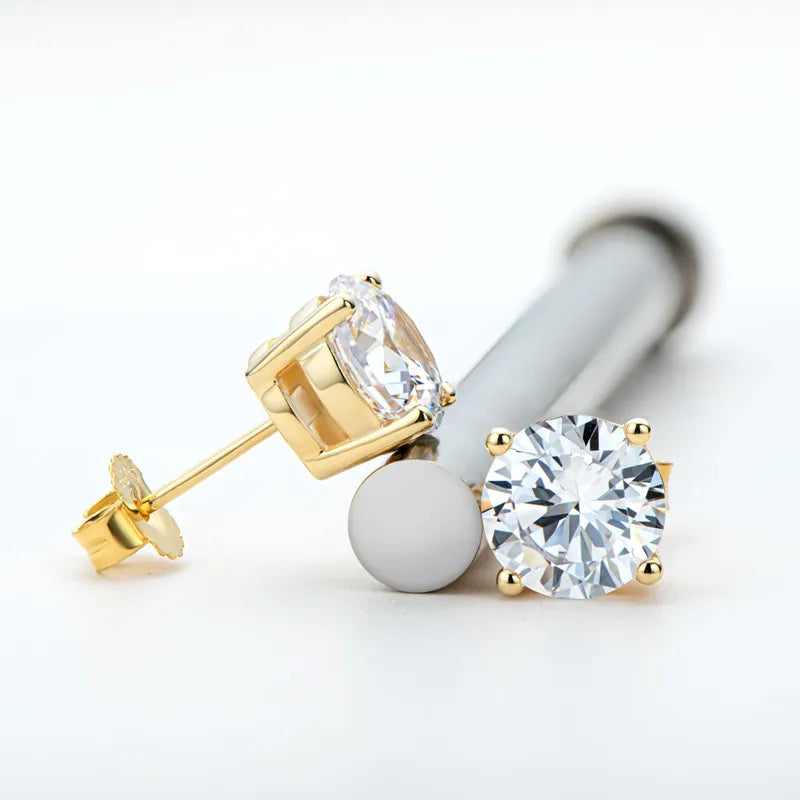 Classic French Four-Claw 4 Carat Moissanite Earrings set in 18K Gold Plated 925 Silver (GRA) Capella Reya pic 7