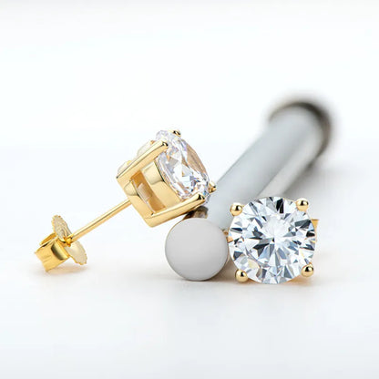 Classic French Four-Claw 4 Carat Moissanite Earrings set in 18K Gold Plated 925 Silver (GRA) Capella Reya pic 7