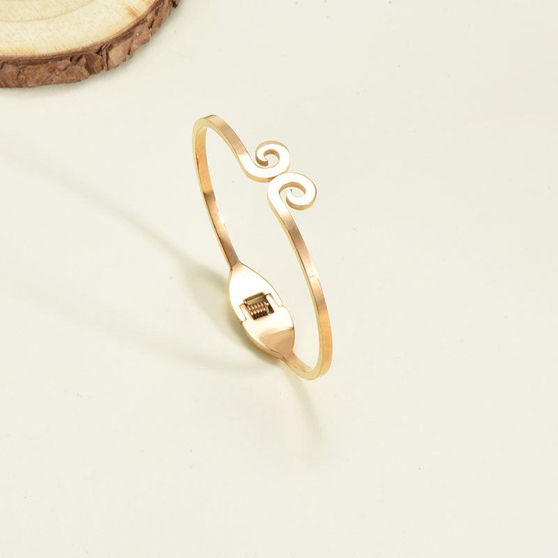 18K Gold Plated Bracelet with Diamond in Beautiful Geometric Korean Style