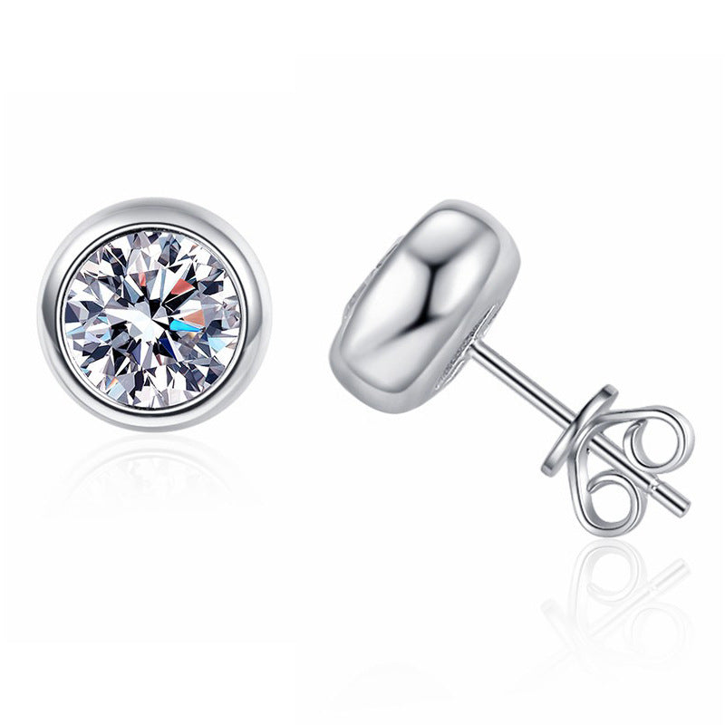 European Round Design 2 Carat Moissanite Diamond Earrings set in 925 Sterling Silver (GRA)