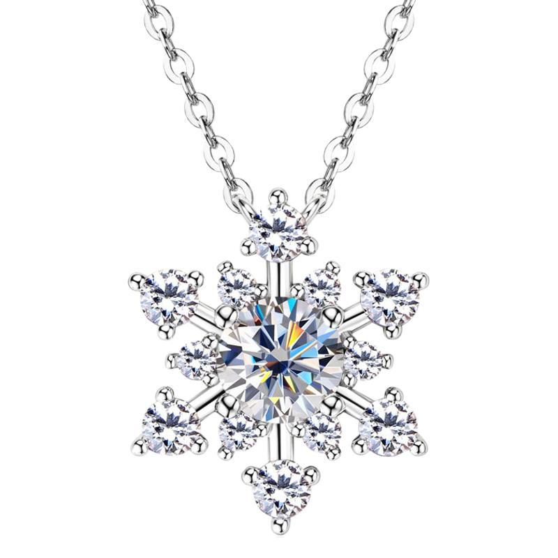 Winter Snowflake Pendent 1.8 Carat Moissanite Necklace set in 18K Gold Plated 925 Silver (GRA) Capella Jewellery