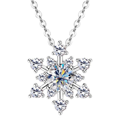 Winter Snowflake Pendent 1.8 Carat Moissanite Necklace set in 18K Gold Plated 925 Silver (GRA) Capella Jewellery