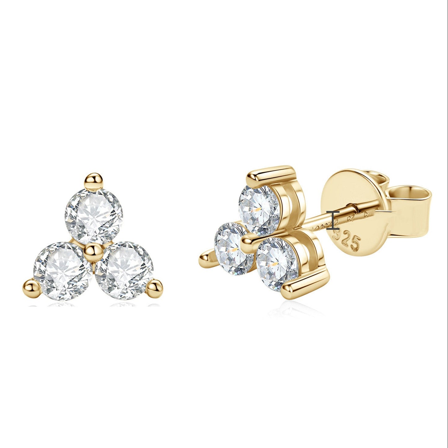 French Trèfle Design 0.6 Carat Moissanite Earrings set in 18K Gold plated 925 Silver (GRA) Capella Reya  pic 1