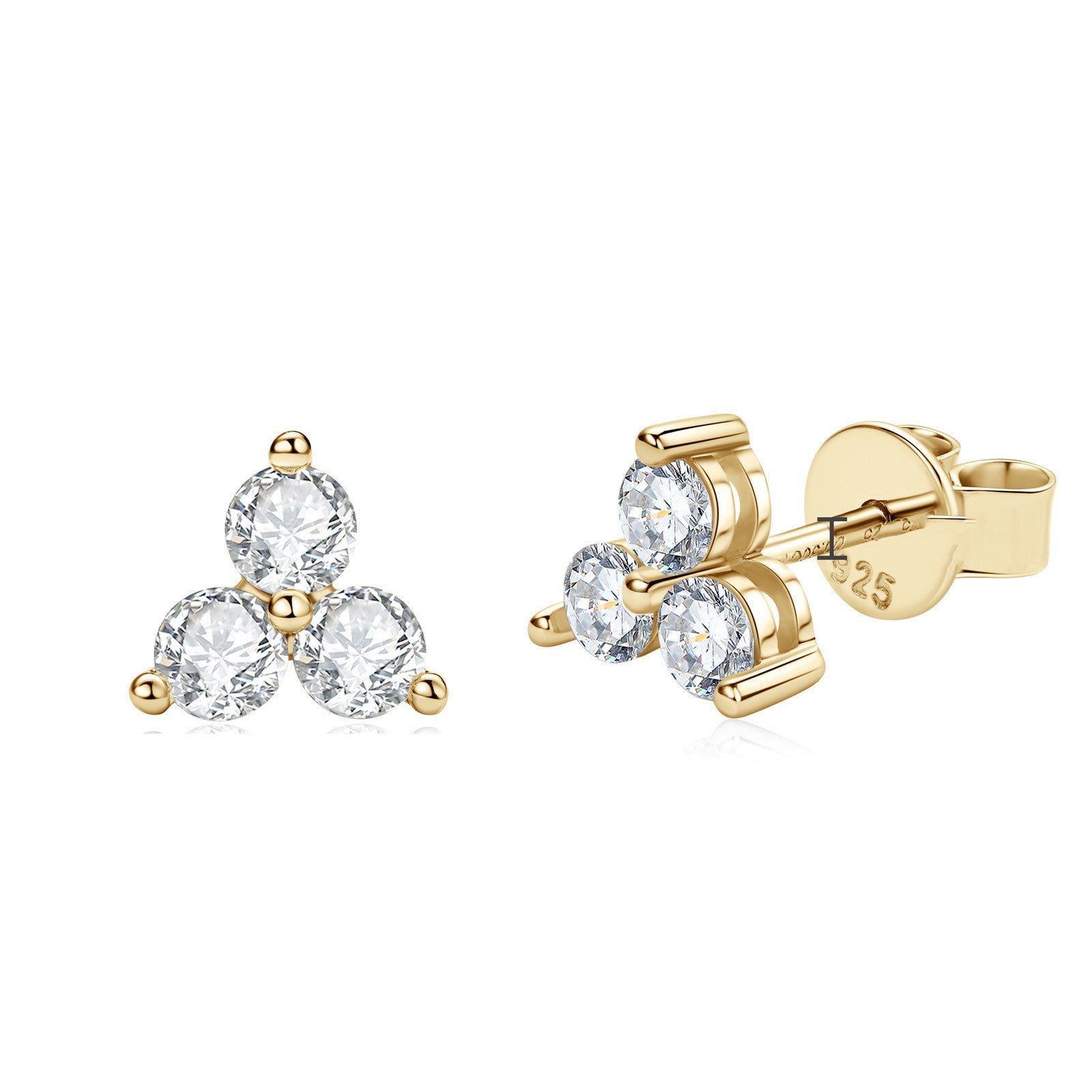 French Trèfle Design 0.6 Carat Moissanite Diamond Earrings set in 18K Gold plated 925 Silver (GRA)