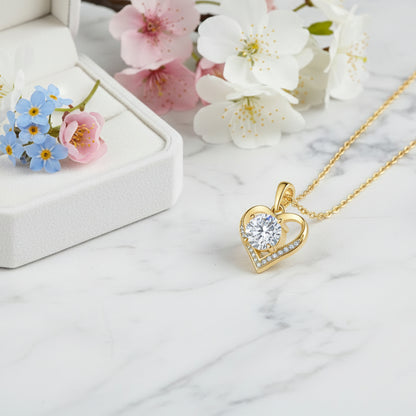 European Sparkling Heart 1 Carat Moissanite Pendent set in 18K White Gold Plated 925 Silver (GRA) Capella Jewellery