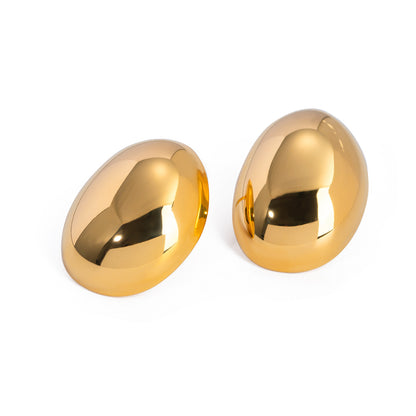Ellipse Italian Inspired Organic Round Shape Design Stud Earrings set in 18K Gold Plating Capella Jewellery