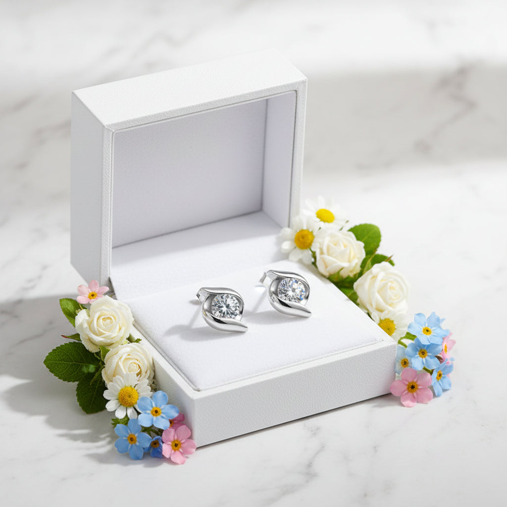 French Design Luxury 0.5 Carat Moissanite Diamond Earrings set in 18K Gold 925 Silver (GRA)