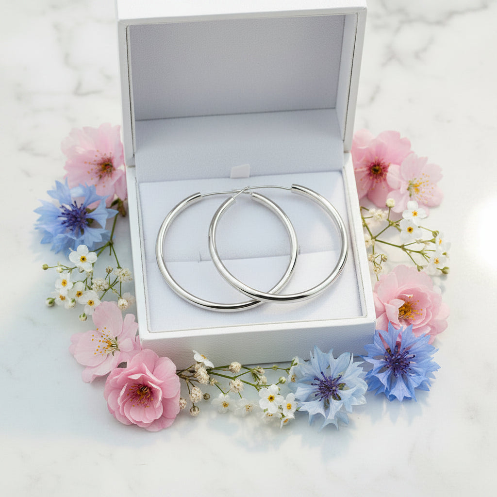 Classic Large Personality Hoop Earring set in 18K Gold Plated 925 Sterling Silver
