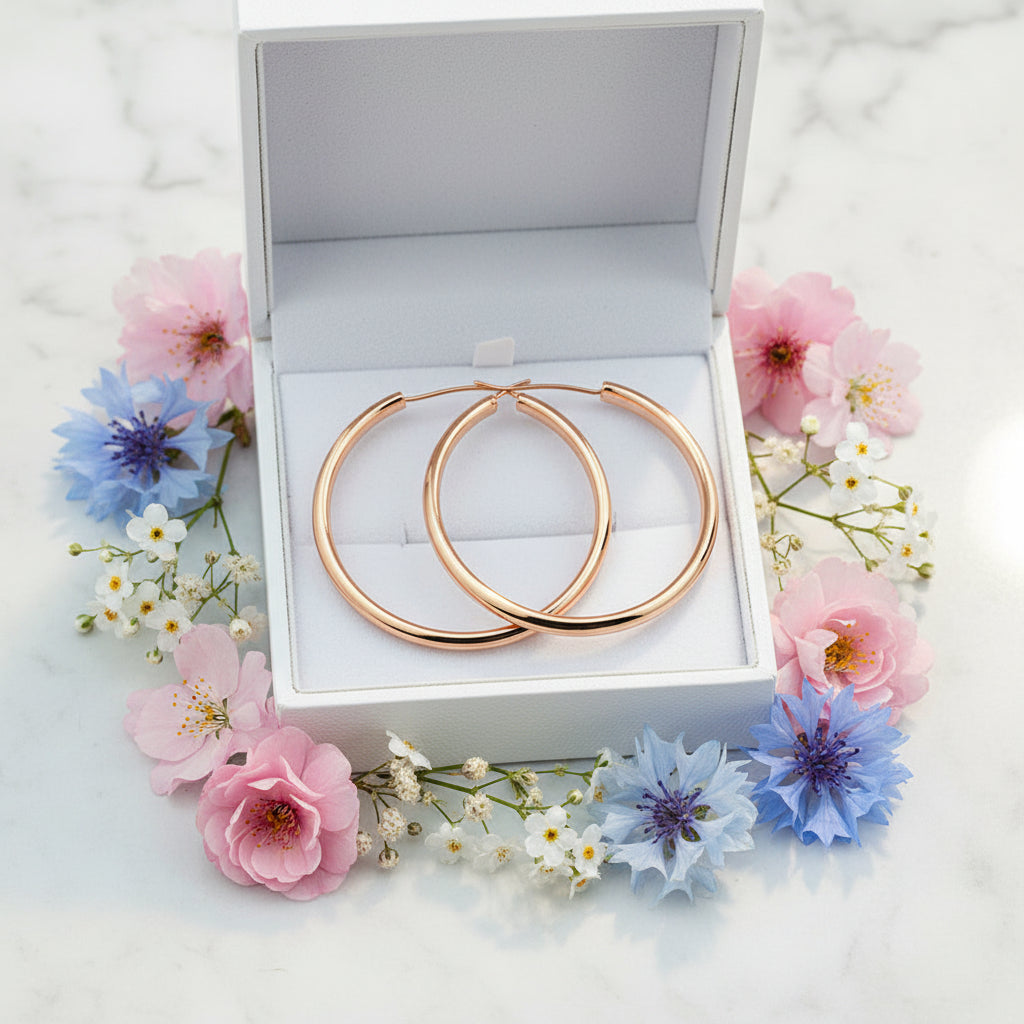 Classic Large Personality Hoop Earring set in 18K Gold Plated 925 Sterling Silver