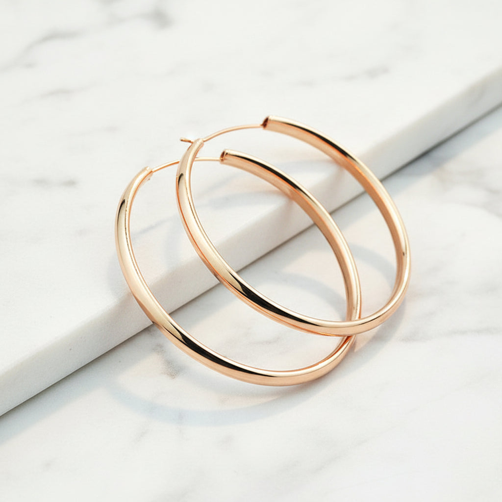 Classic Large Personality Hoop Earring set in 18K Gold Plated 925 Sterling Silver