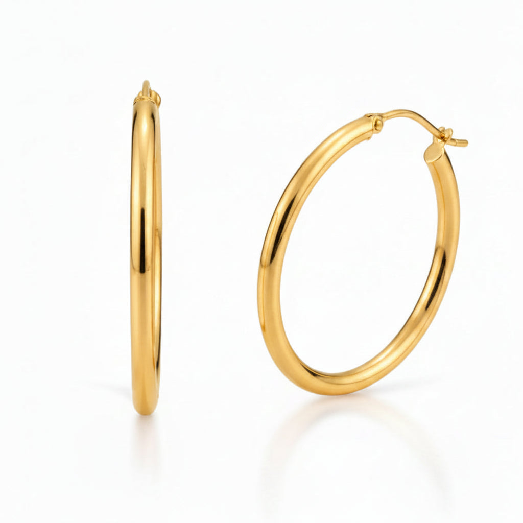 Classic Large Personality Hoop Earring set in 18K Gold Plated 925 Sterling Silver