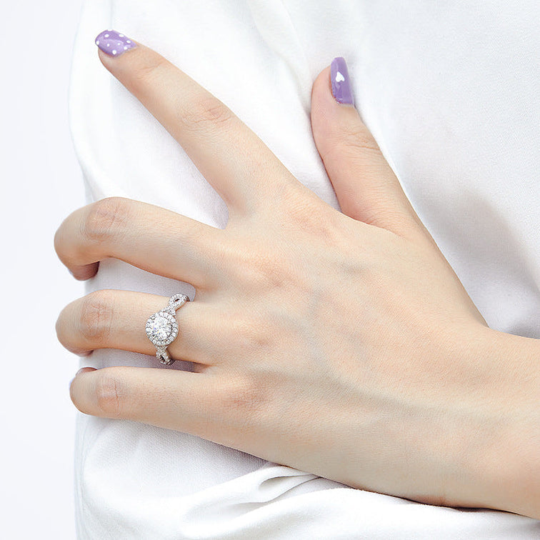 Romantic Italian Design 1 Carat Natural Zircon Gemstone Ring set in 18K White Gold Plated 925 Silver