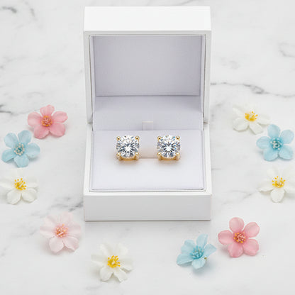 Classic French Four-Claw 4 Carat Moissanite Earrings set in 18K Gold Plated 925 Silver (GRA) Capella Reya pic 4