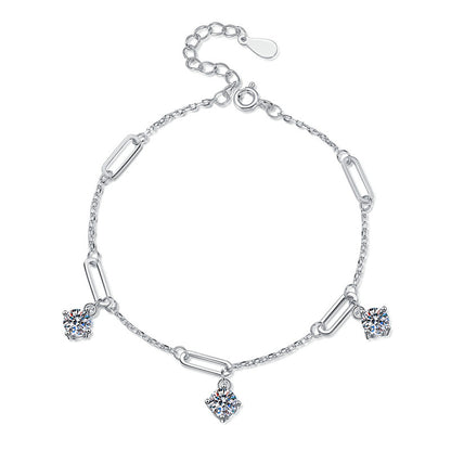 Korean Style Niche Design 1.5 Carat Moissanite Bracelet set in Platinum Gold 925 Silver (GRA) Capella Jewellery