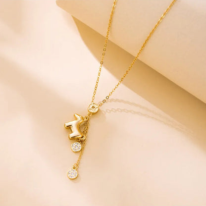 Italian Lucky Pony Natural Zircon Gemstone Necklace set in 18K Gold Plated 925 Sterling Silver Capella Jewellery