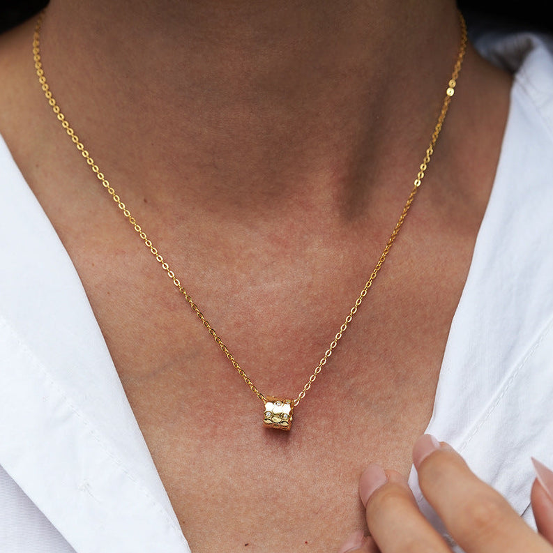Petite Waist Micro Inlaid 1 Carat Moissanite Diamonds Pendant set in 18K Gold Plated 925 Silver