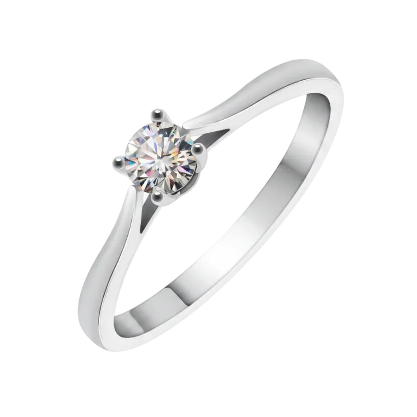 Italian Engagement Ring Design 0.3 Carat Moissanite Diamond in Platinum Plated 925 Silver (GRA)