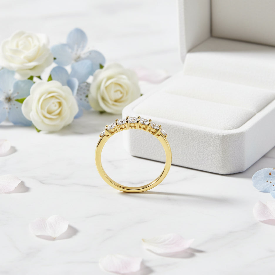 Four Leaf Clover Micro 0.6 Carat Moissanite Diamond Ring set in 18K Gold Plated 925 Silver (GRA)