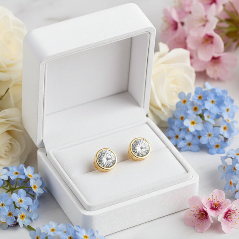 Modern Round 2 Ct Moissanite Diamond Earrings set in 18K White Gold Plated 925 Silver (GRA)