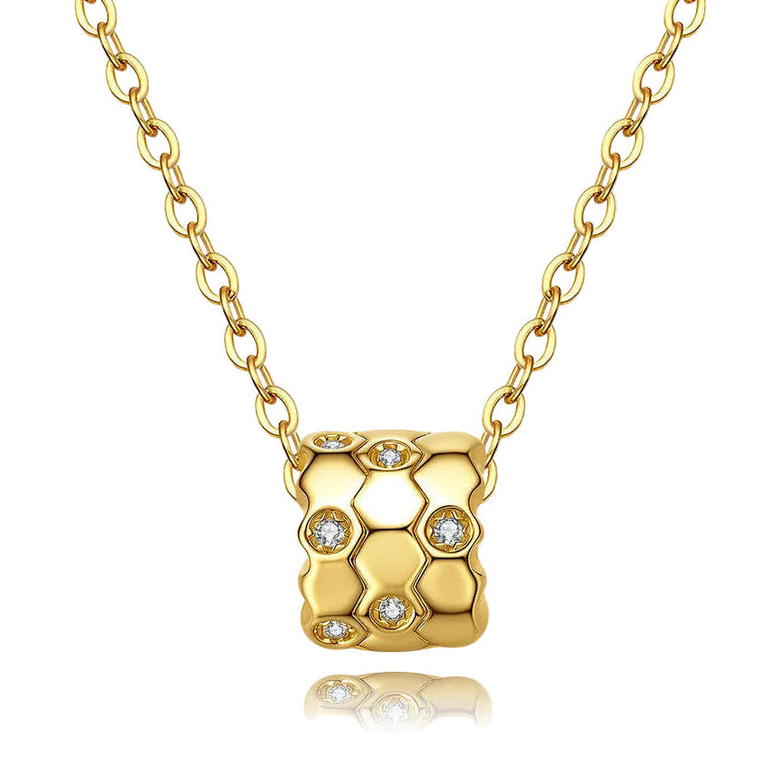 Petite Waist Micro Inlaid 1 Carat Moissanite Diamonds Pendant set in 18K Gold Plated 925 Silver