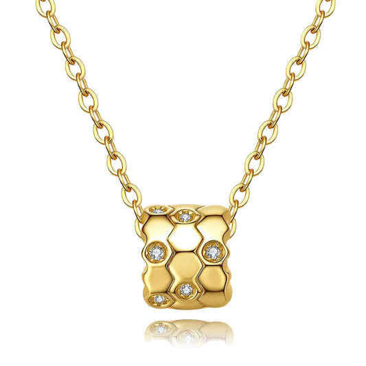 Petite Waist Micro Inlaid 1 Carat Moissanite Diamonds Pendant set in 18K Gold Plated 925 Silver