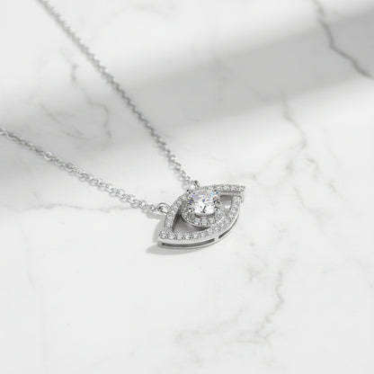 Sparkling Eye Design 0.5 Carat Moissanite Pendant set in Platinum Plated 925 Silver (GRA) Capella Jewellery
