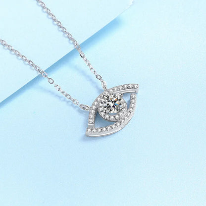 Sparkling Eye Design 0.5 Carat Moissanite Pendant set in Platinum Plated 925 Silver (GRA) Capella Jewellery