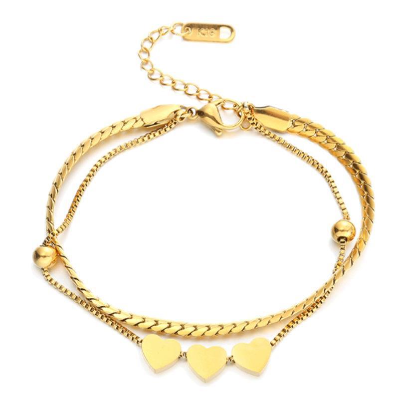Multi-layer Winding Hand Rope Love Heart Bracelet 18K Gold Plated