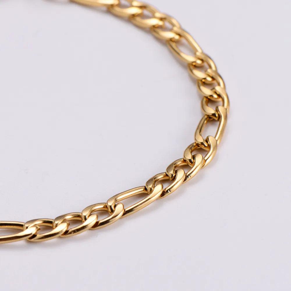 Modern Ladies Fashion Curb Chain Bracelet and Anklet set in 18K Gold Plating