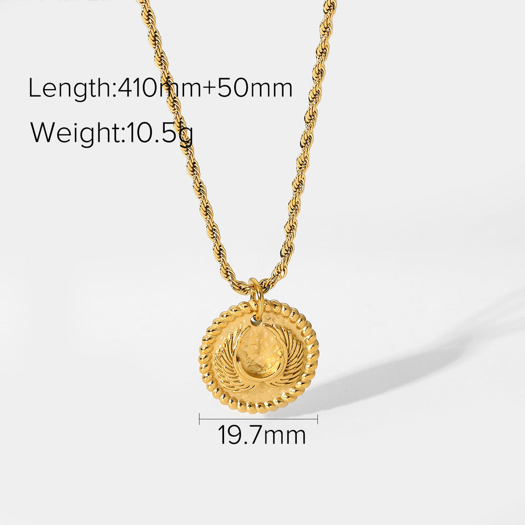18K Gold Plated Snake Coin Pendant Necklace