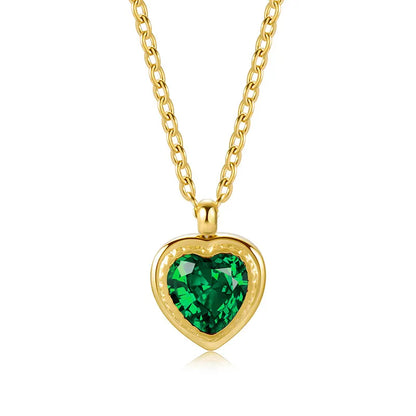 Vintage European Jacinth Peach Heart Natural Zircon Gemstone Necklace set in 18K Gold Plating Capella Jewellery