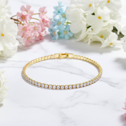 French Design Full Pavé Natural Zircon Gemstone Bracelet set in 18K Gold Plated 925 Silver Capella Jewellery
