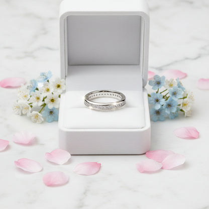 European Eternity Pavé Micro Inlay Natural Zircon Gemstone Ring set in 18K Gold Plated 925 Silver Capella Jewellery