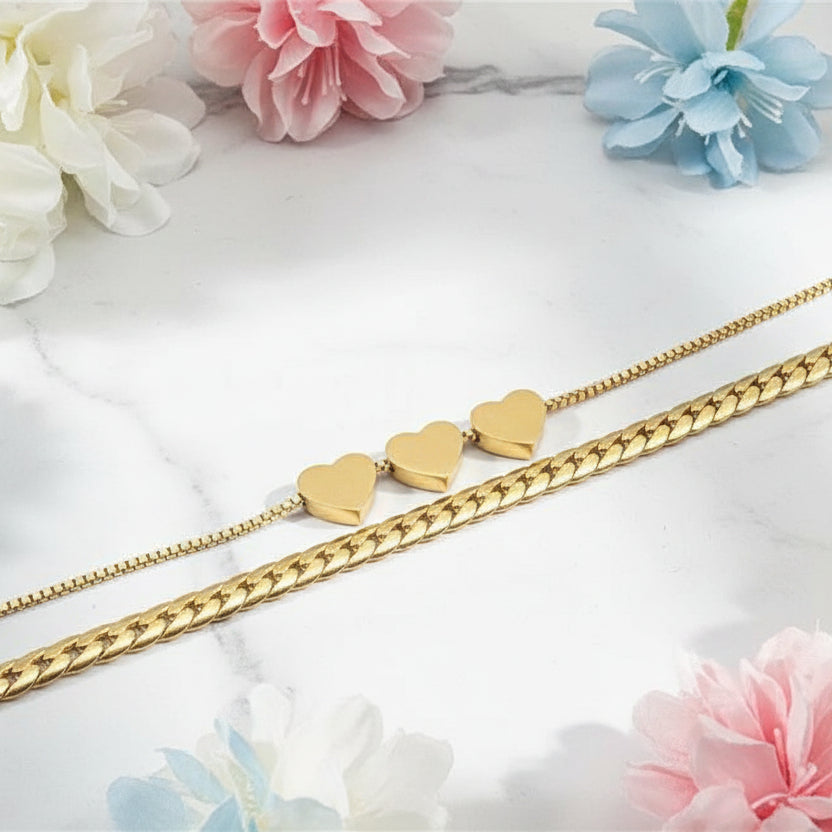 Multi-layer Winding Hand Rope Love Heart Bracelet 18K Gold Plated