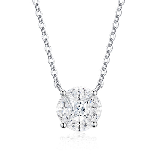 Japanese Solitaire 1.6 Carat Moissanite Diamond Necklace set in 18K White Gold Plated 925 Silver (GRA)