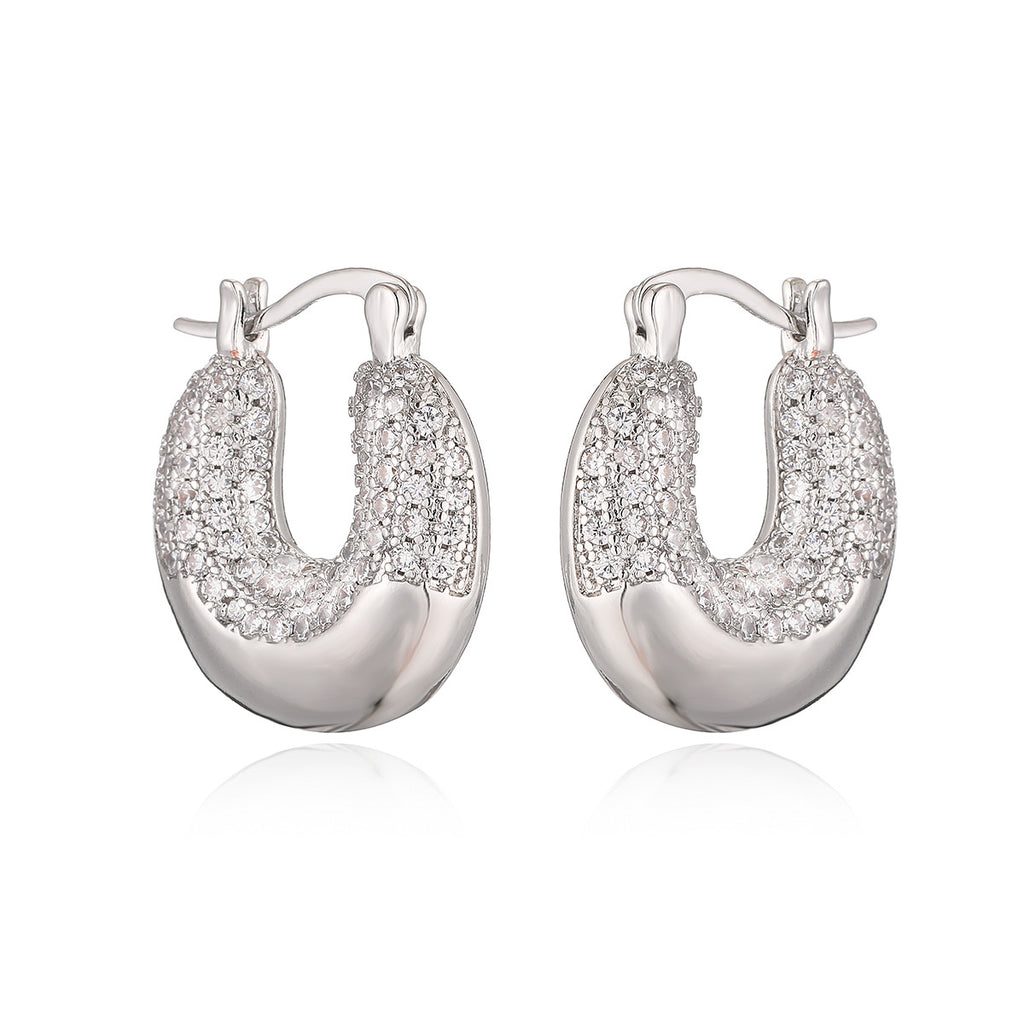 18K Gold Plated Light Luxury Zircon Geometric Earrings