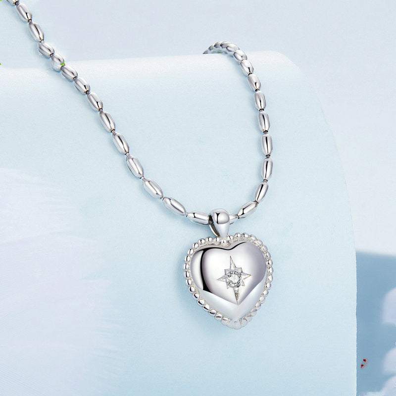Sweet Heart Natural Zircon Crystal Pendant set in Platinum Plated 925 Sterling Silver