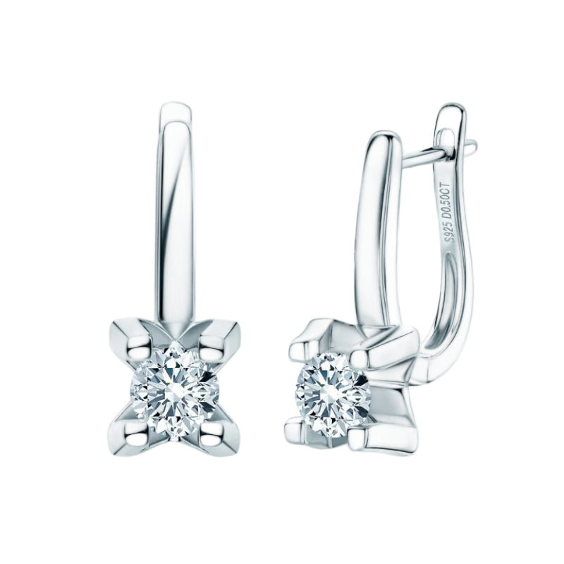 Italian Inspired 1 Carat Moissanite Earrings set in 18K White Gold 925 Sterling Silver (GRA) Capella Reya main image
