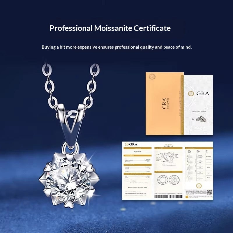 Star Light Sterling Silver Snowflake Moissanite Necklace Set For Women