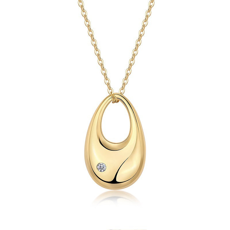 Italian Golden Waterdrop Design Moissanite Diamond Pendant set in 18K gold Plated 925 Silver (GRA)